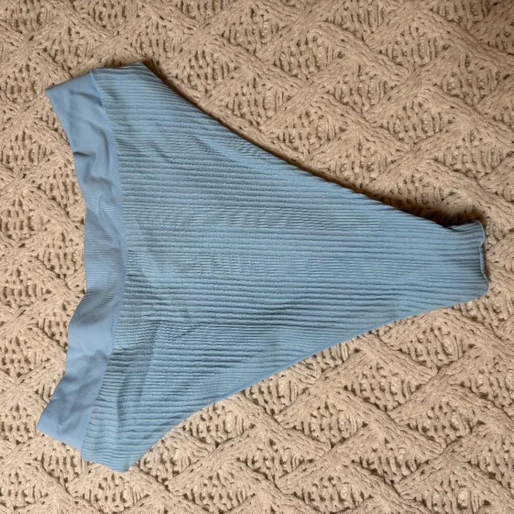 L*Space Ribbed Bitsy Cut‎ Bikini Bottom Blue Swimwear-XS-NWOT w/hygiene sticker